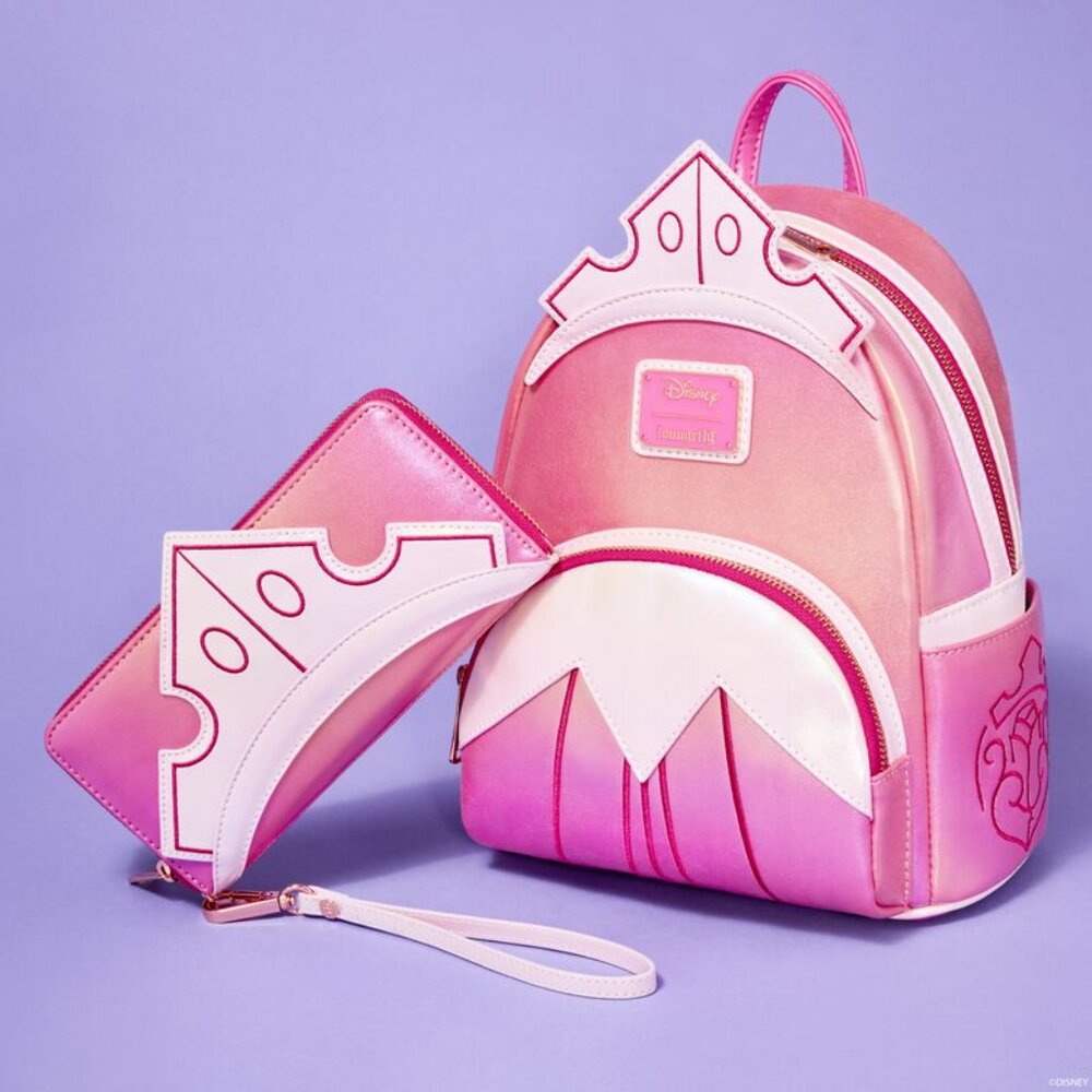 Loungefly Disney Sleeping Beauty Shiny Series Iridescent Backpack and Wallet NWT